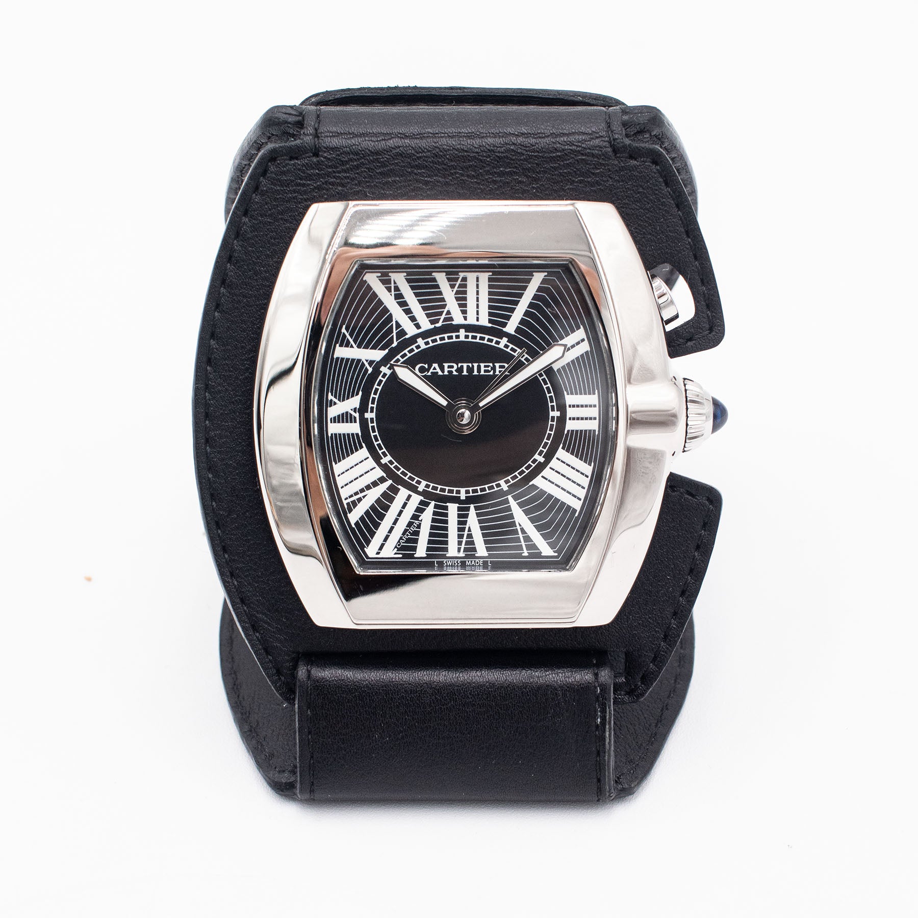 Cartier Roadster Stainless Steel Black Dial Travel Clock