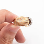 14k Yellow Gold 0.17ctw Diamond Rope Style Ring