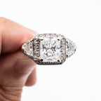 Platinum Cz Center Vintage Diamond Engagement Ring