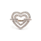 14k White Gold Double Heart Diamond Ring