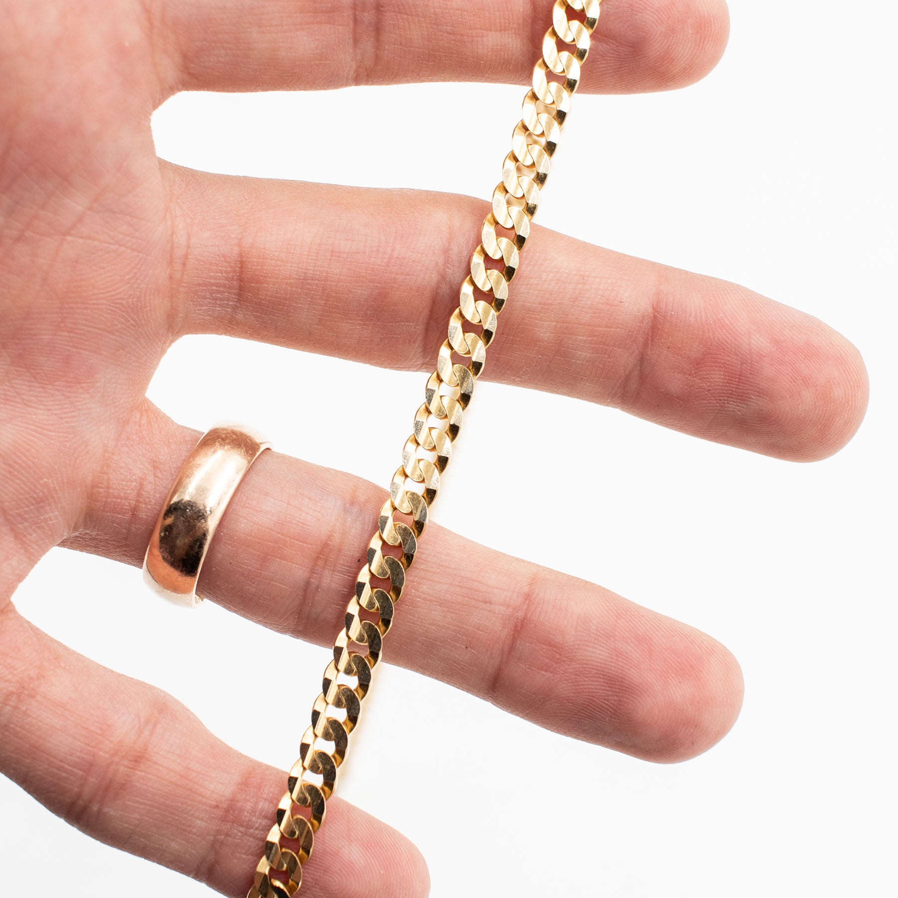 14k Yellow Gold Curb Link 19 Inch Chain Necklace