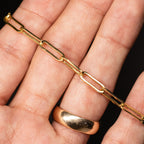 18k Yellow Gold Paper Clip Link 7 inch Chain Bracelet