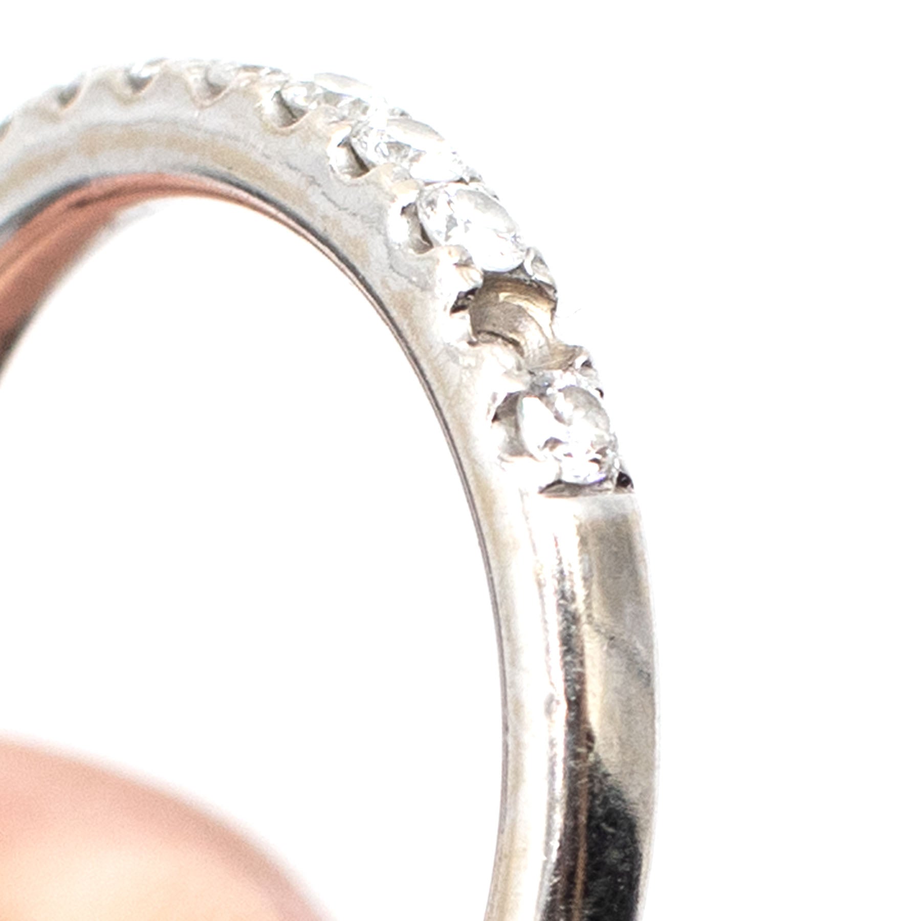 14k White Gold Round Diamond Halfway Wedding Band (1 stone missing)