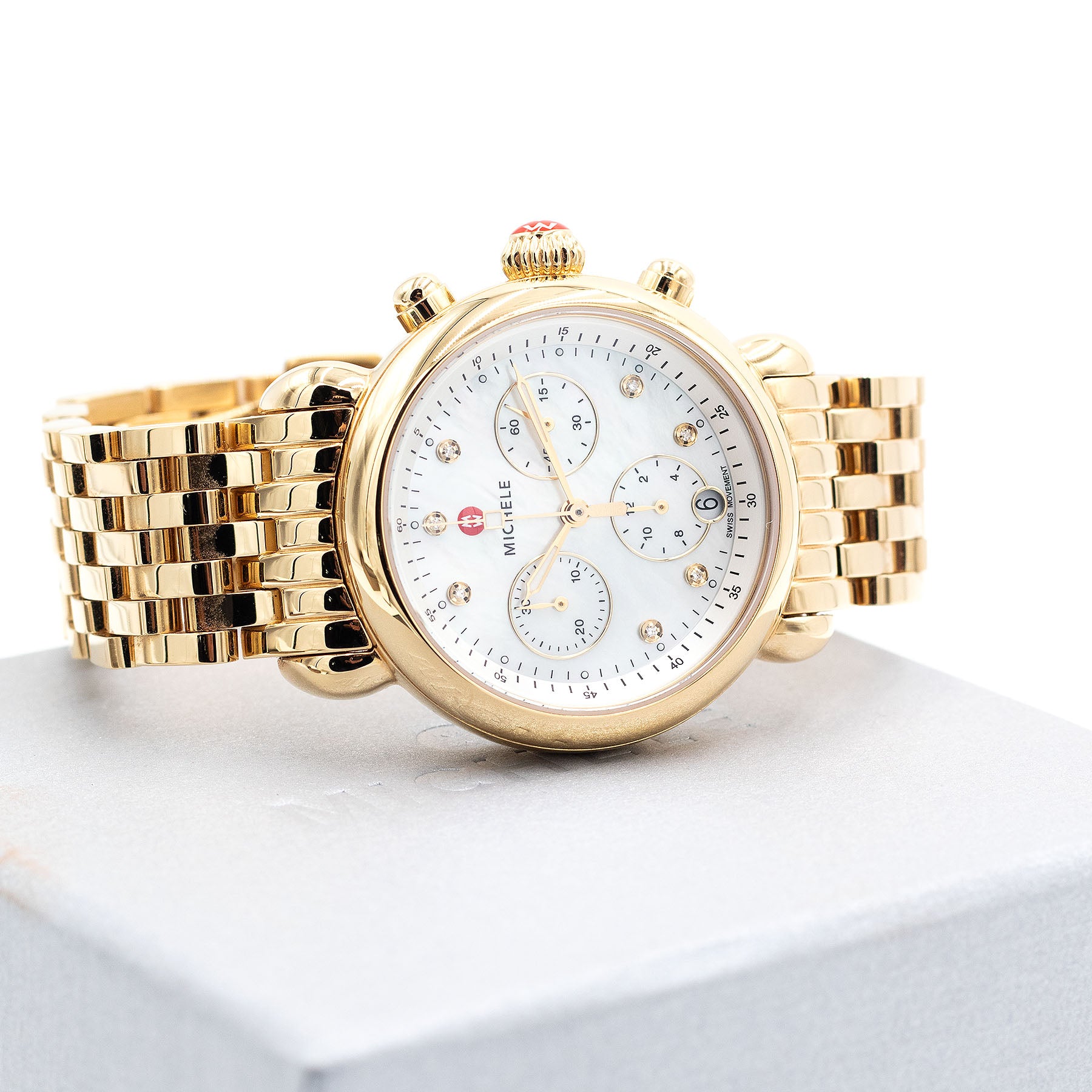 Michele CSX Yellow Tone Stainless Steel Quartz Ladies Watch