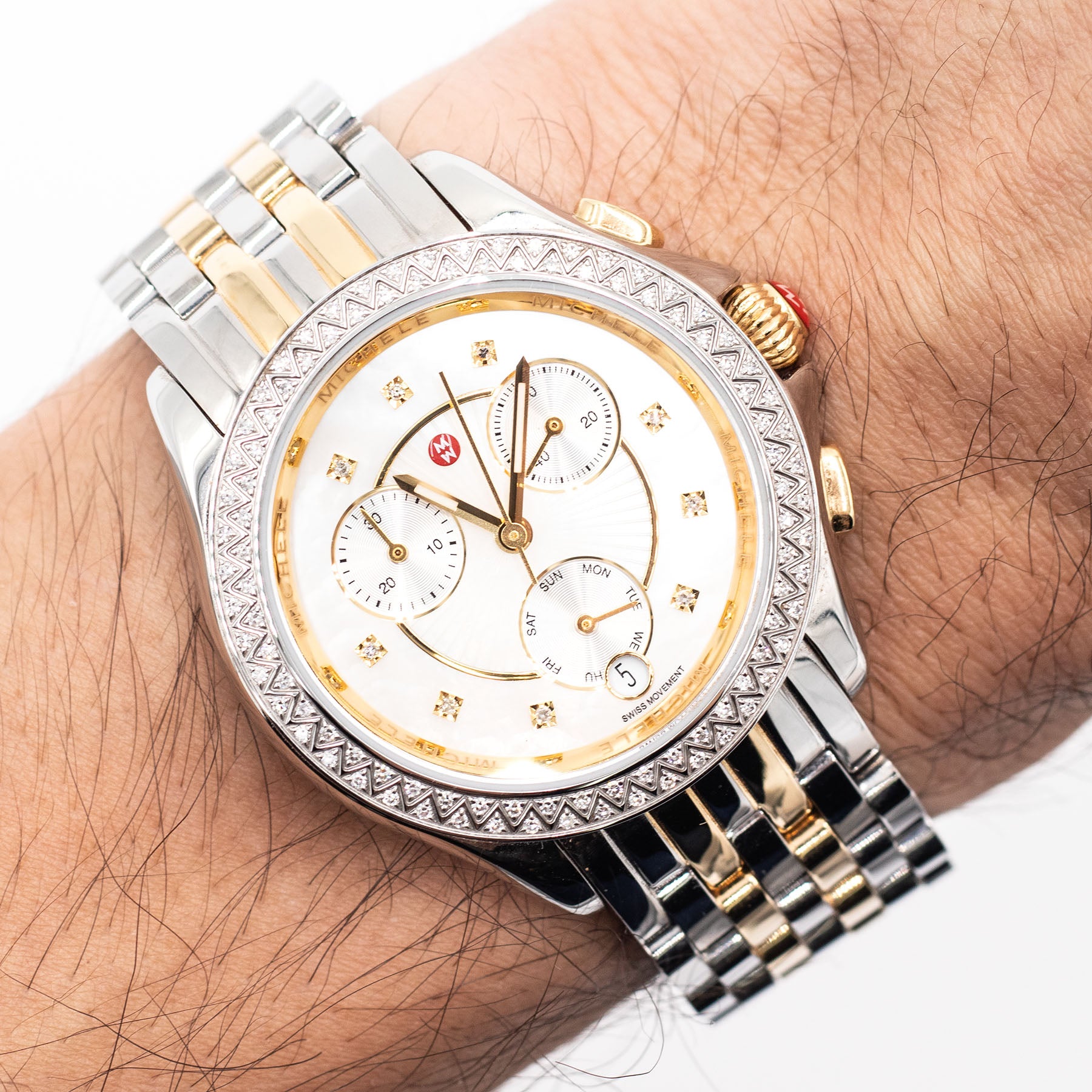Michele Belmore Two Tone Stainless Steel Diamond Ladies Watch