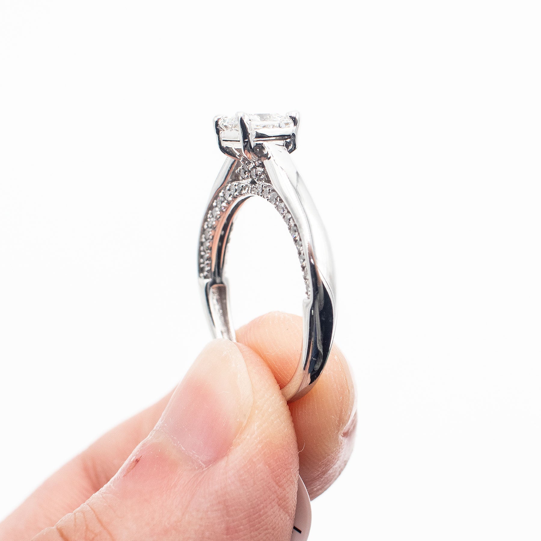 14k White Gold 0.64ctw Modified Brilliant GIA Diamond Engagement Ring