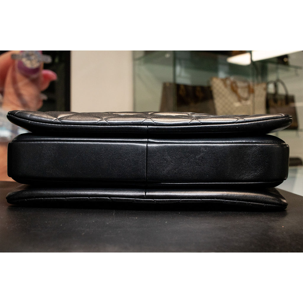 Chanel Trendy CC Top Handle Gold Hardware Quilted Black Leather Handbag