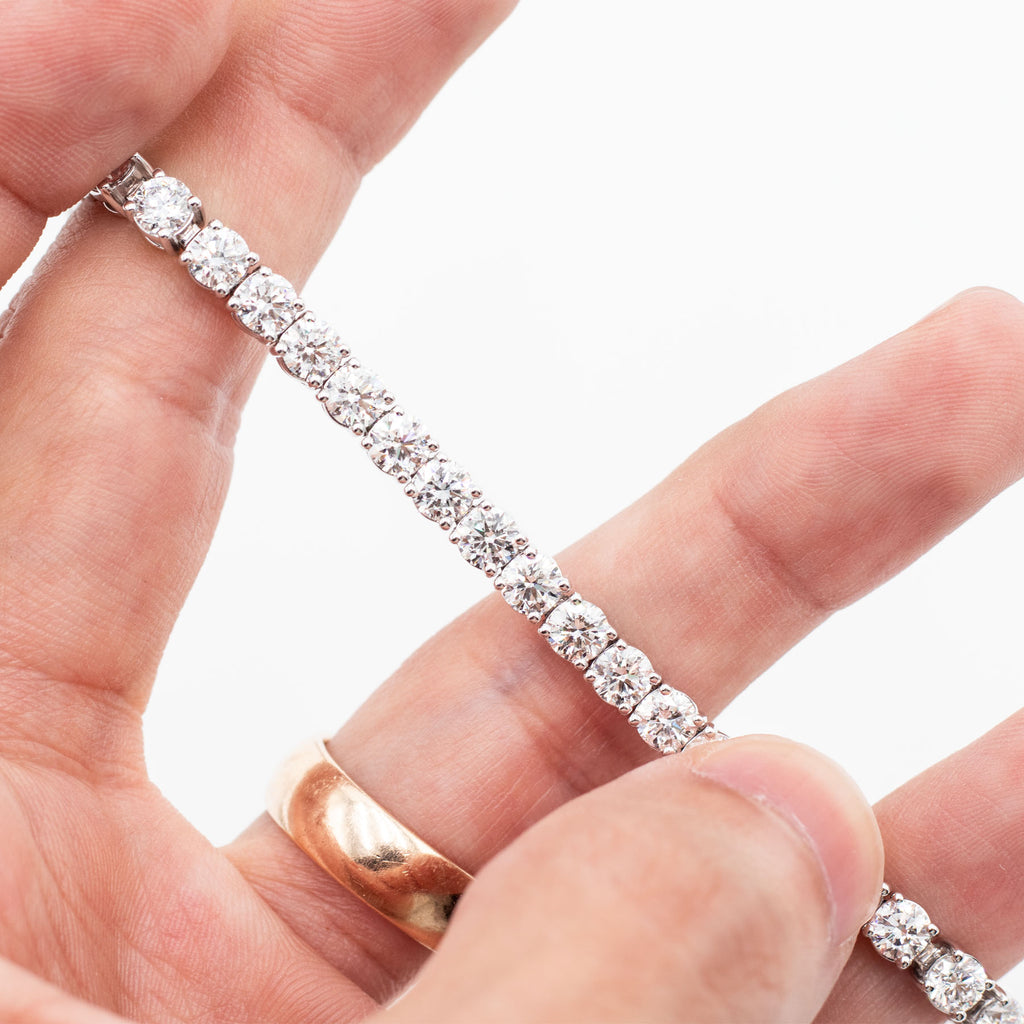 14k White Gold 9.20ctw Round cut Diamond Tennis Bracelet