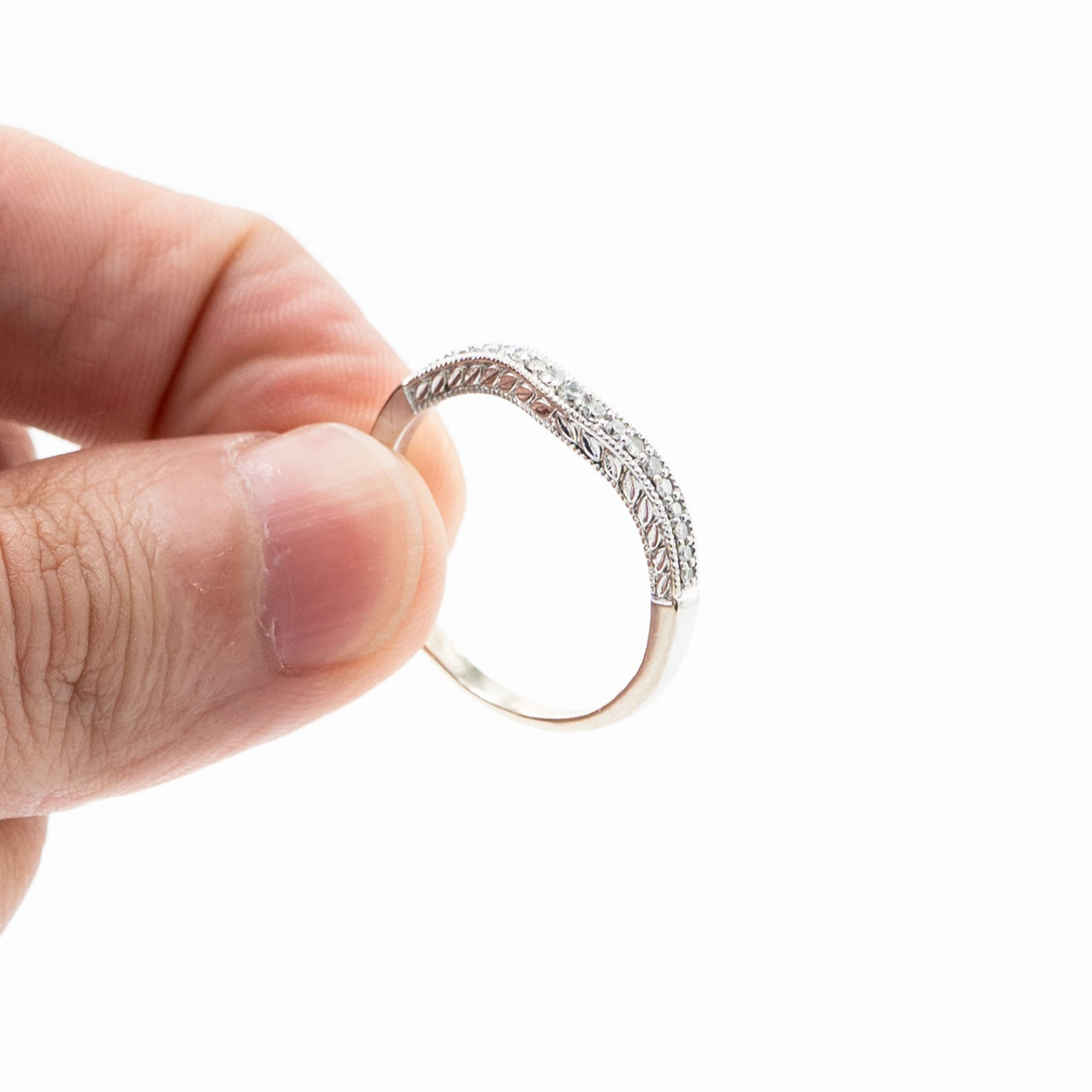 14k White Gold Round Diamond Three Piece Engagement Ring