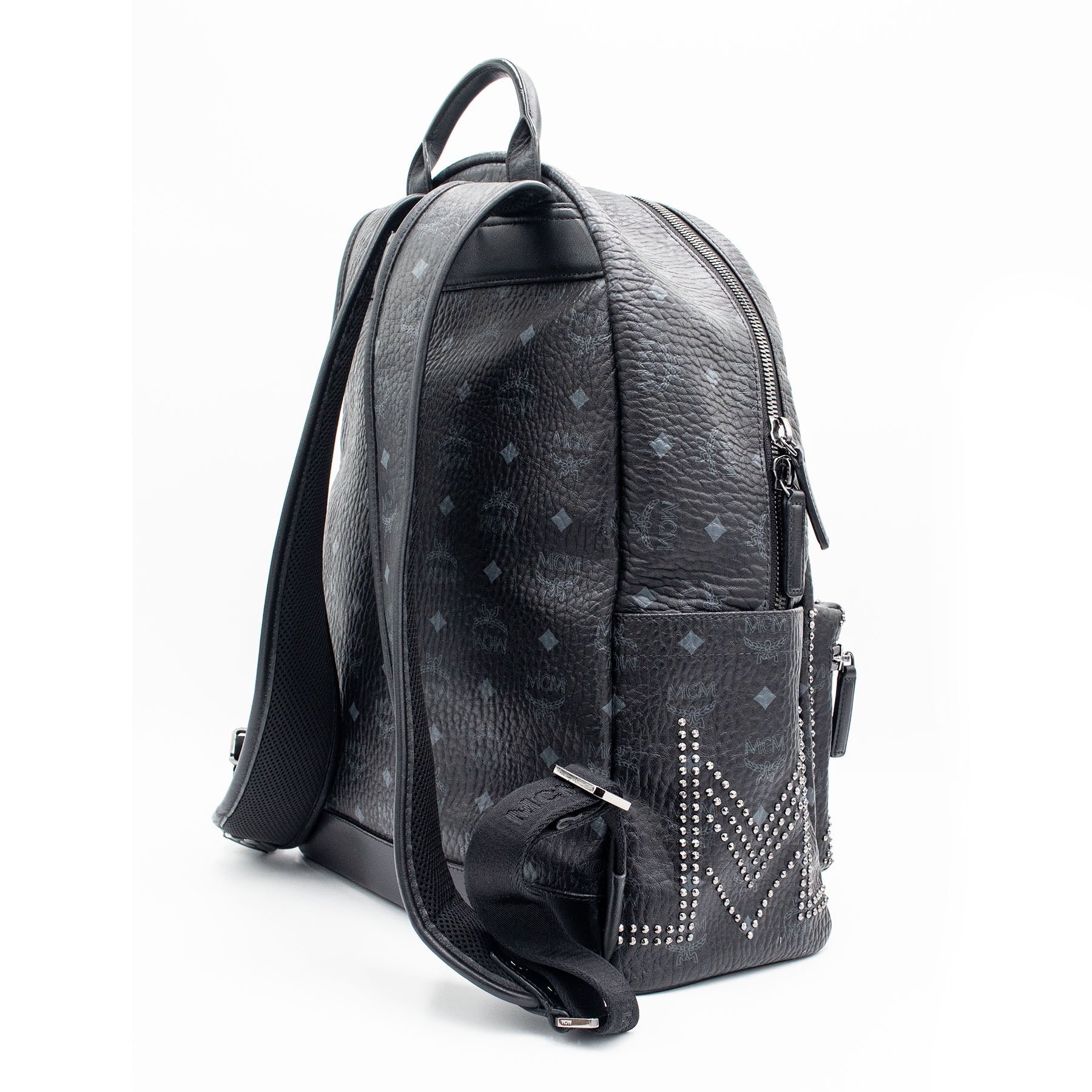 MCM Munchen Stark Studded Black Backpack