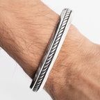 David Yurman Sterling Silver Cable Insert Cuff Bangle Bracelet