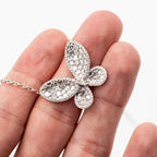 18k White Gold Diamond Pave Butterfly Pendant Necklace