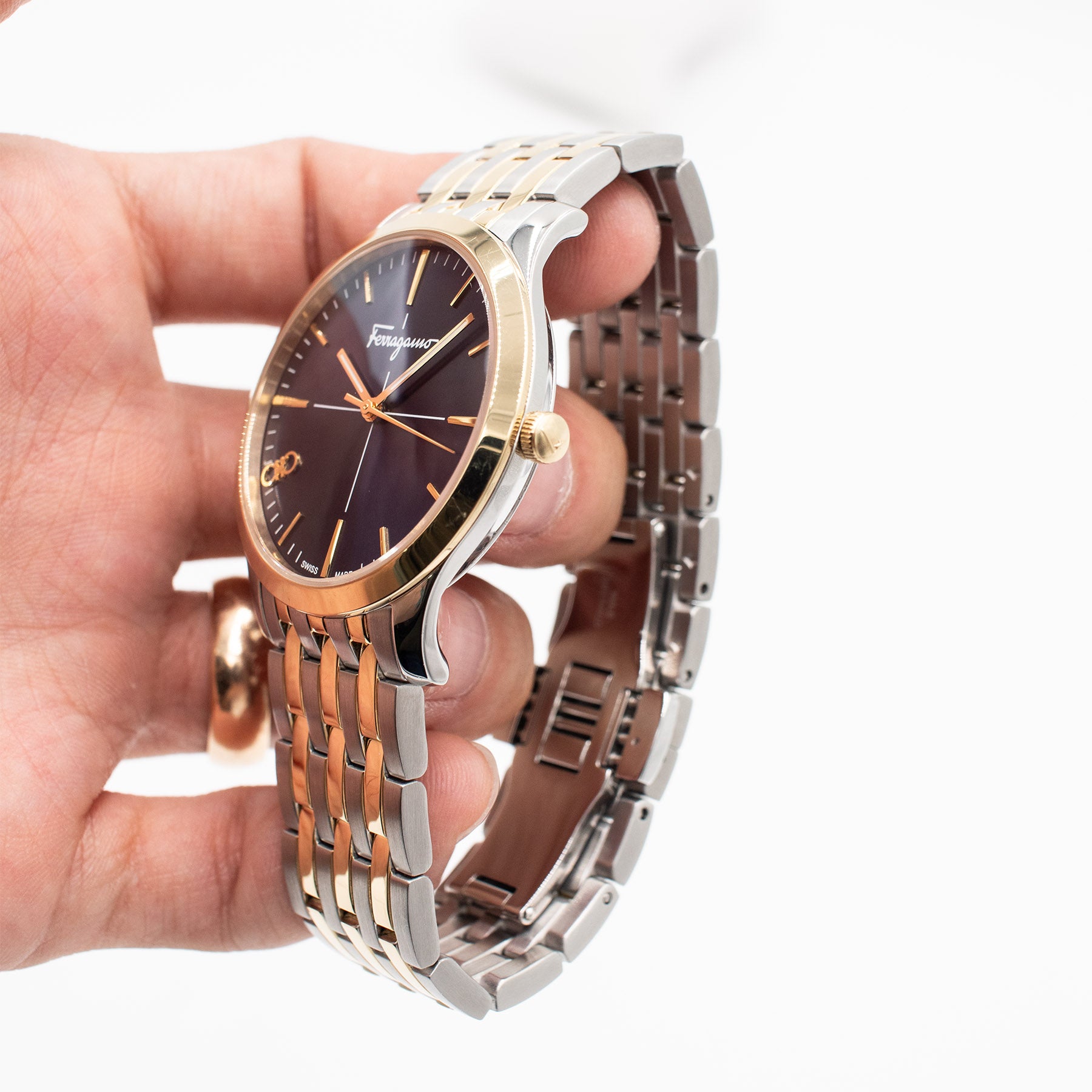 Salvatore Ferragamo Slim Two Tone Blue Dial Watch