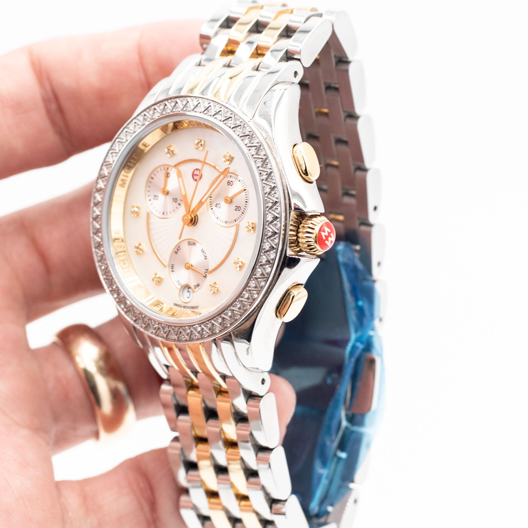 Michele Belmore Two Tone Stainless Steel Diamond Ladies Watch