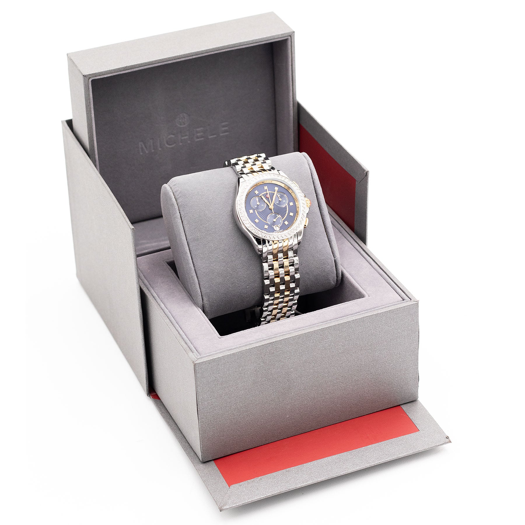 Michele Belmore Two Tone Chronograph Dial Ladies Diamond Watch