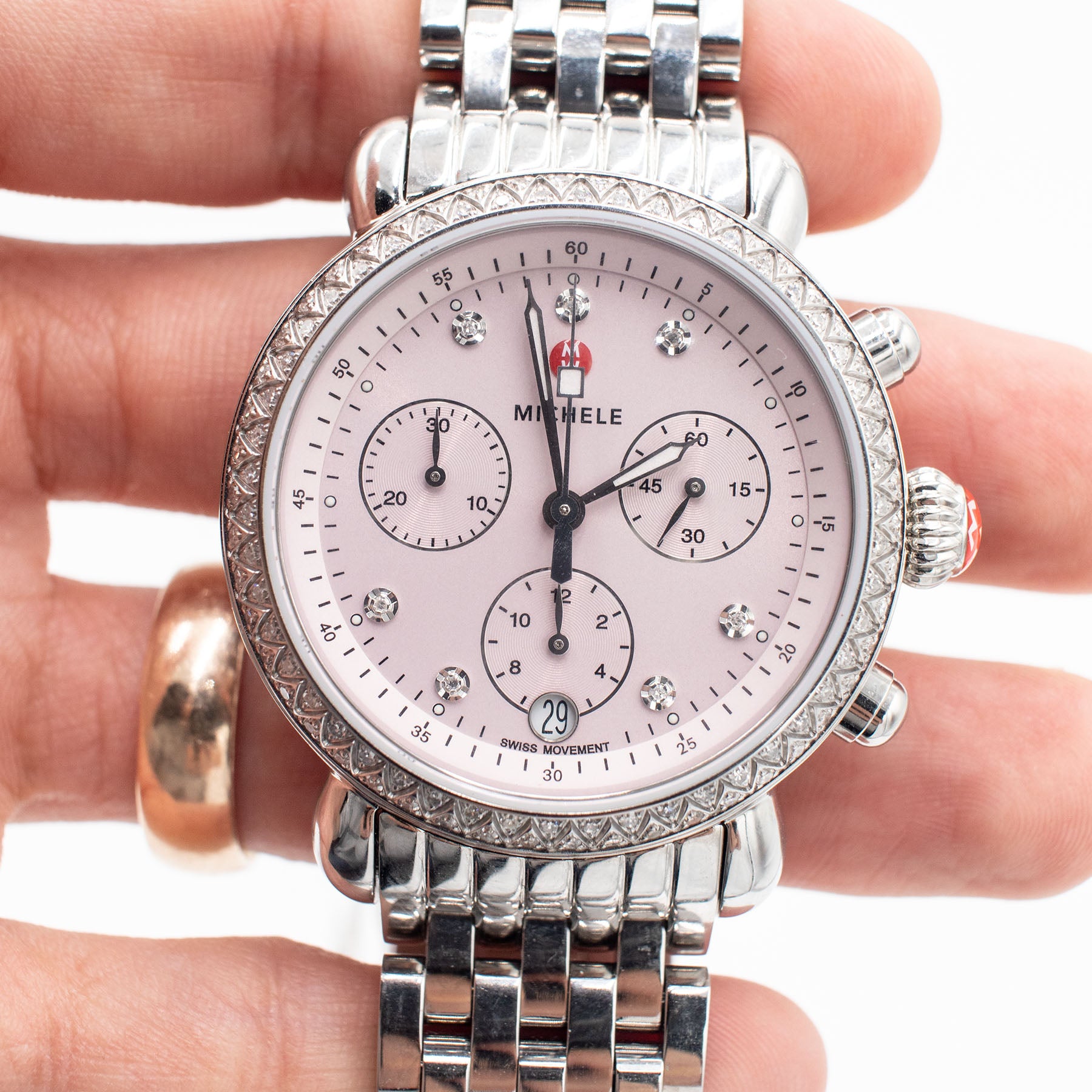 Michele CSX36 Stainless Steel Diamond Lilac Dial Ladies Watch