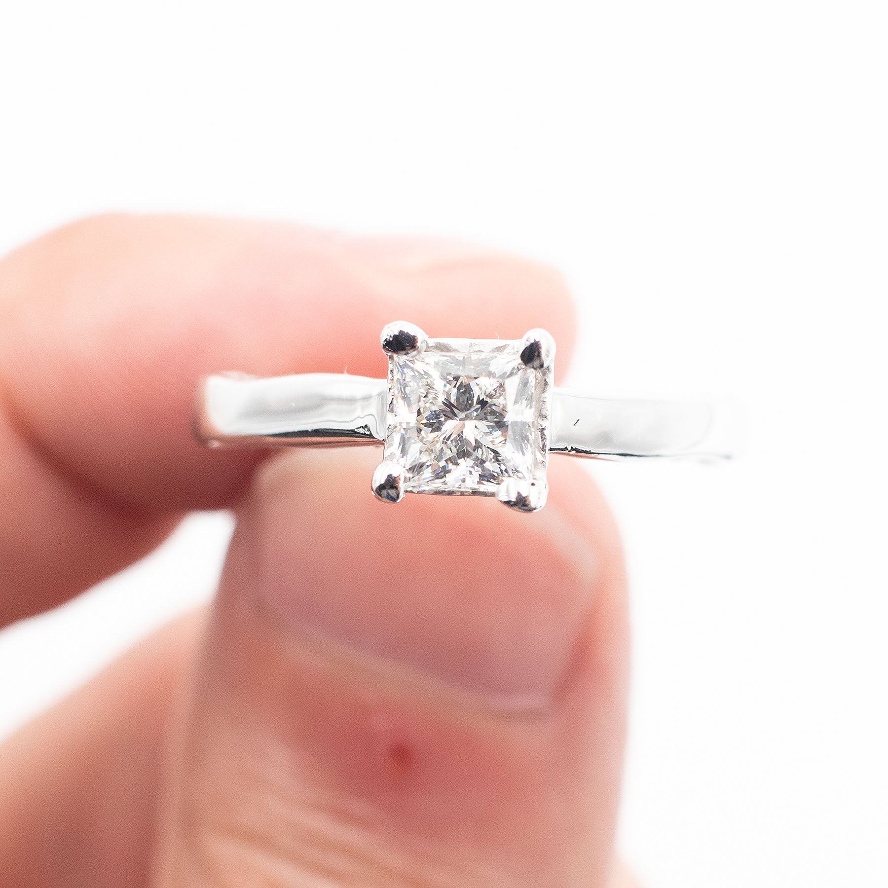 14k White Gold 0.64ctw Modified Brilliant GIA Diamond Engagement Ring