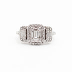 14k White Gold Baguette & Round Invisible Set Ring