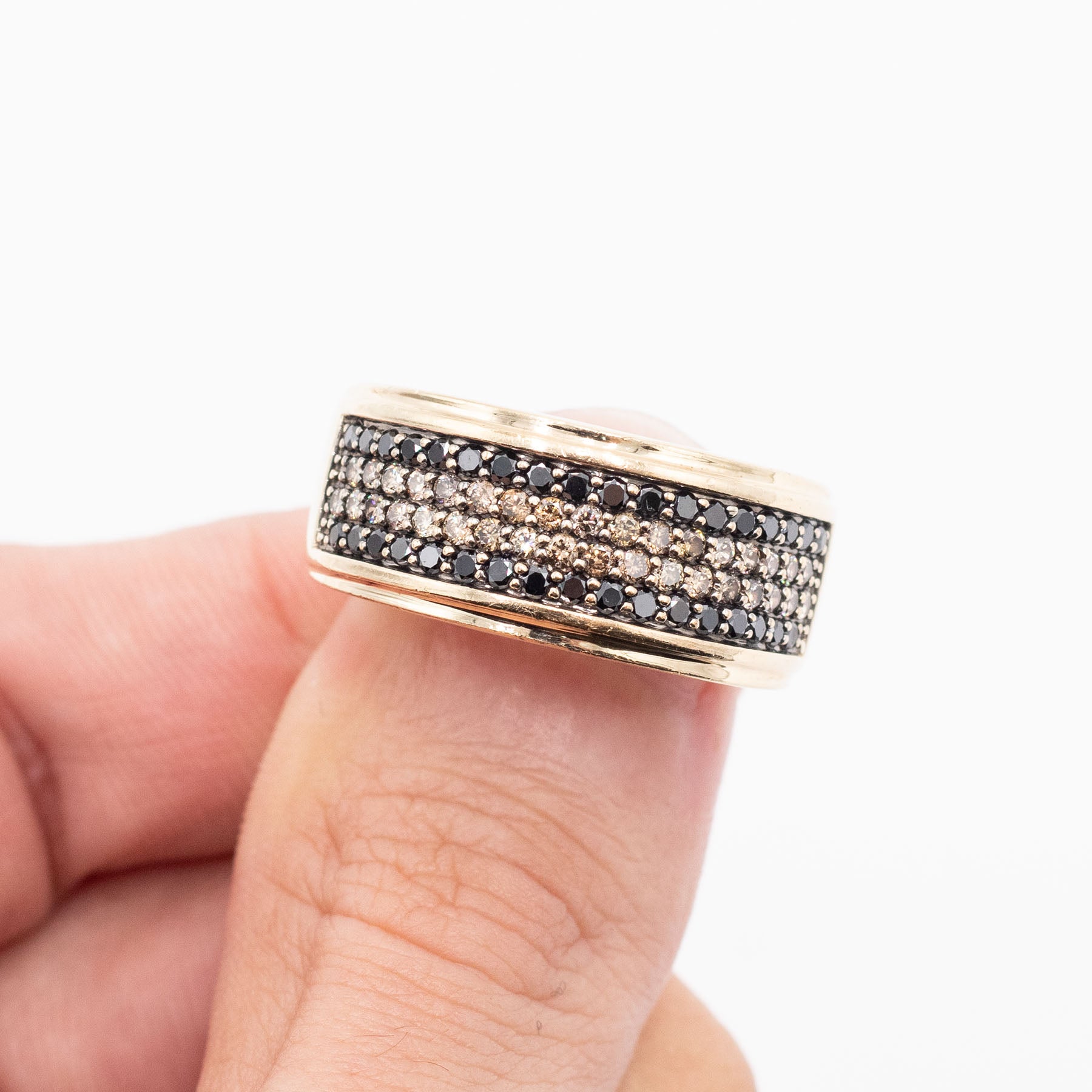 14k Yellow Gold Black & Fancy Diamond Pave Wide Ring