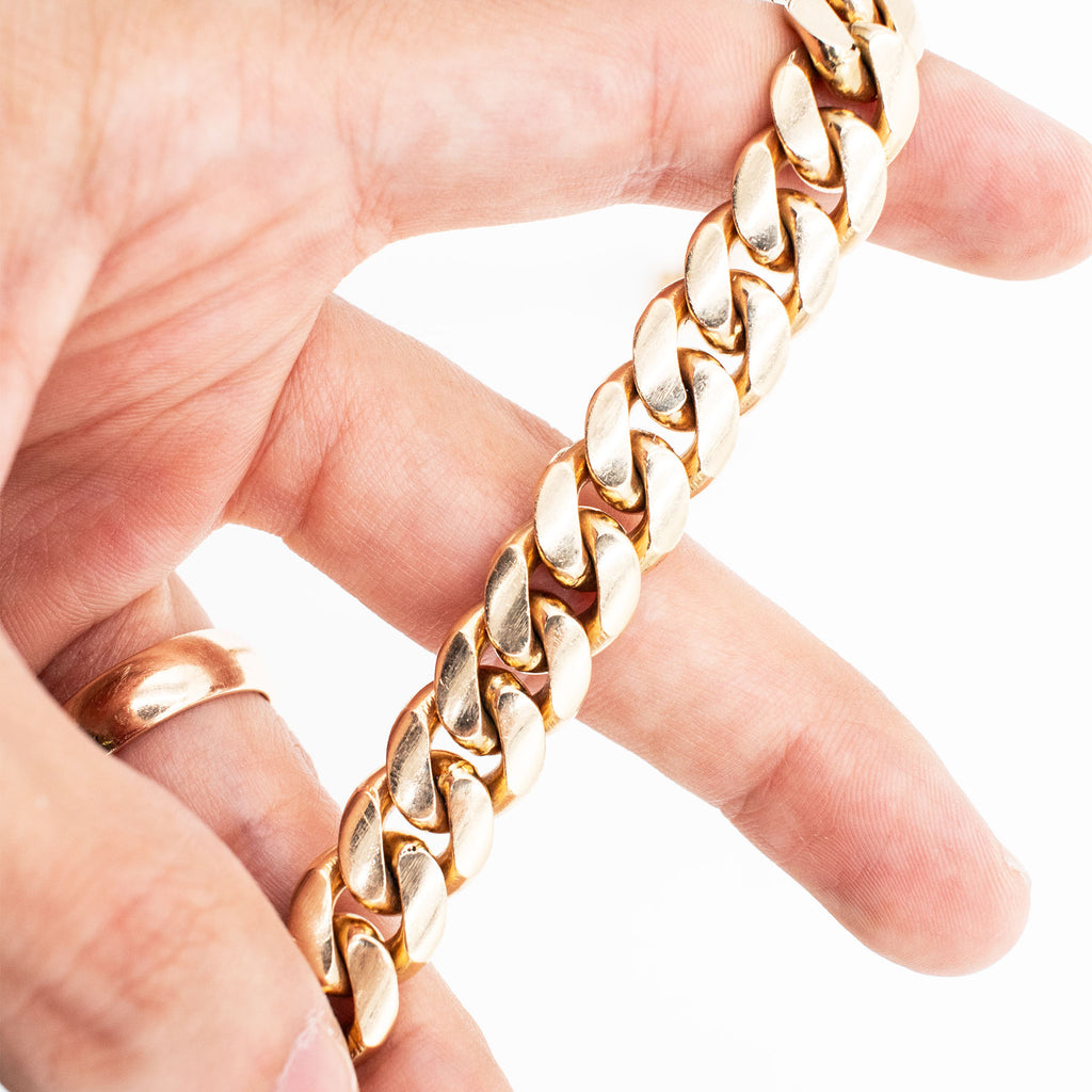 10k Yellow Gold 10mm Cuban Link Chain 15 inch Necklace With Diamonds