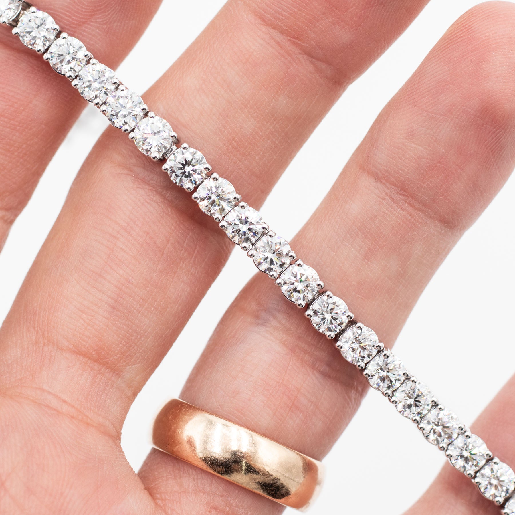 14k White Gold 9.20ctw Round cut Diamond Tennis Bracelet