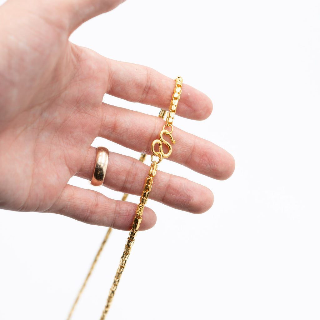 18k Yellow Gold Vintage Bamboo Link Chain Necklace
