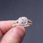 14k Rose Gold Round Diamond Egagement Ring Set