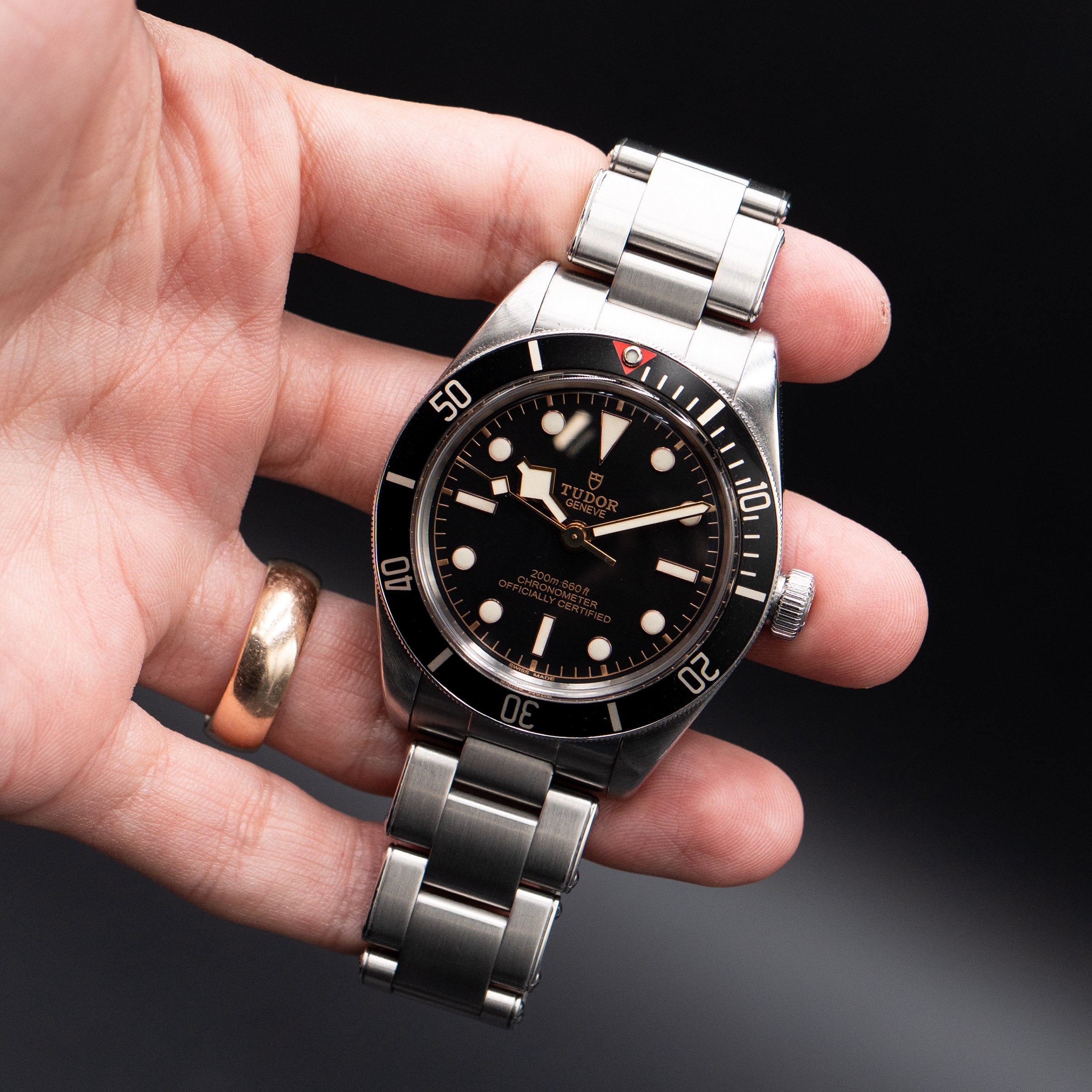 Tudor Black Bay Black Dial Stainless Steel Watch With Box And Papers