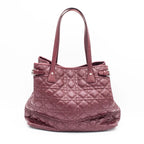 Dior Red Coated Canvas Leather Shopper Tote Bag