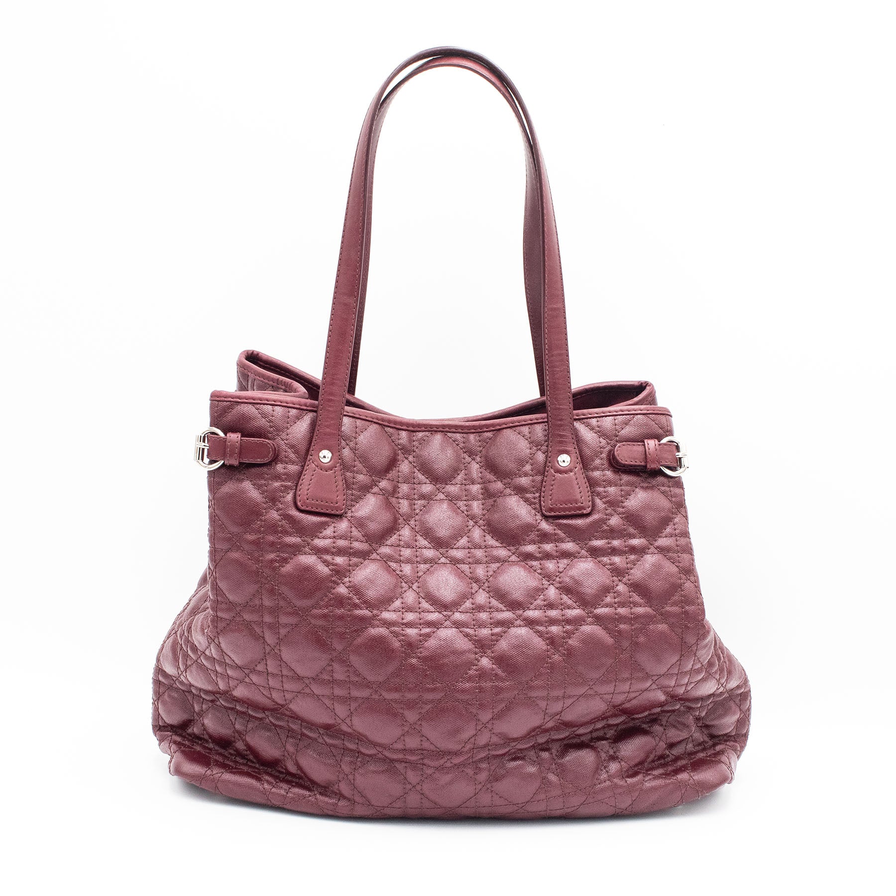 Dior Red Coated Canvas Leather Shopper Tote Bag