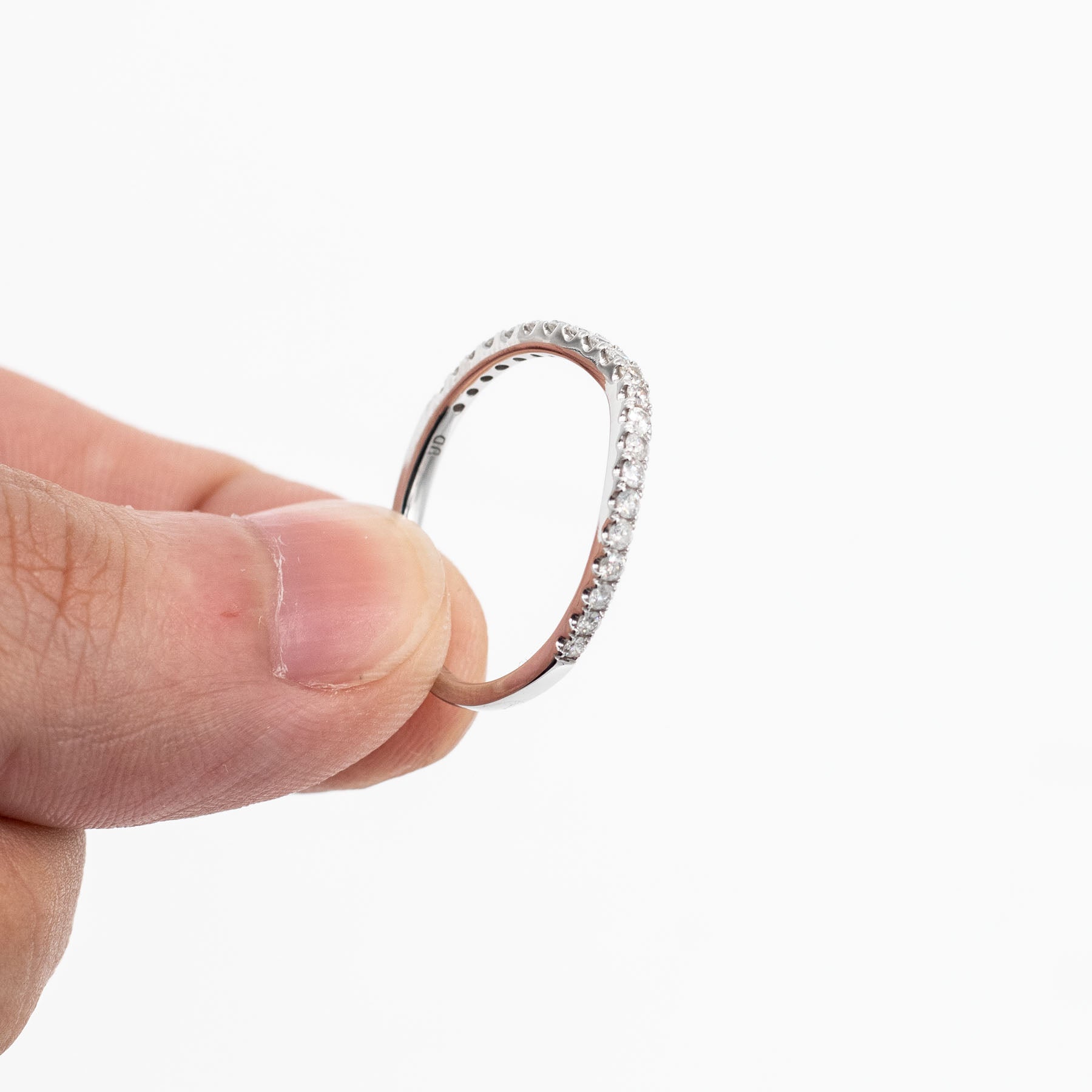 14k White Gold Round Diamond Halo Engagement Ring & Band Set