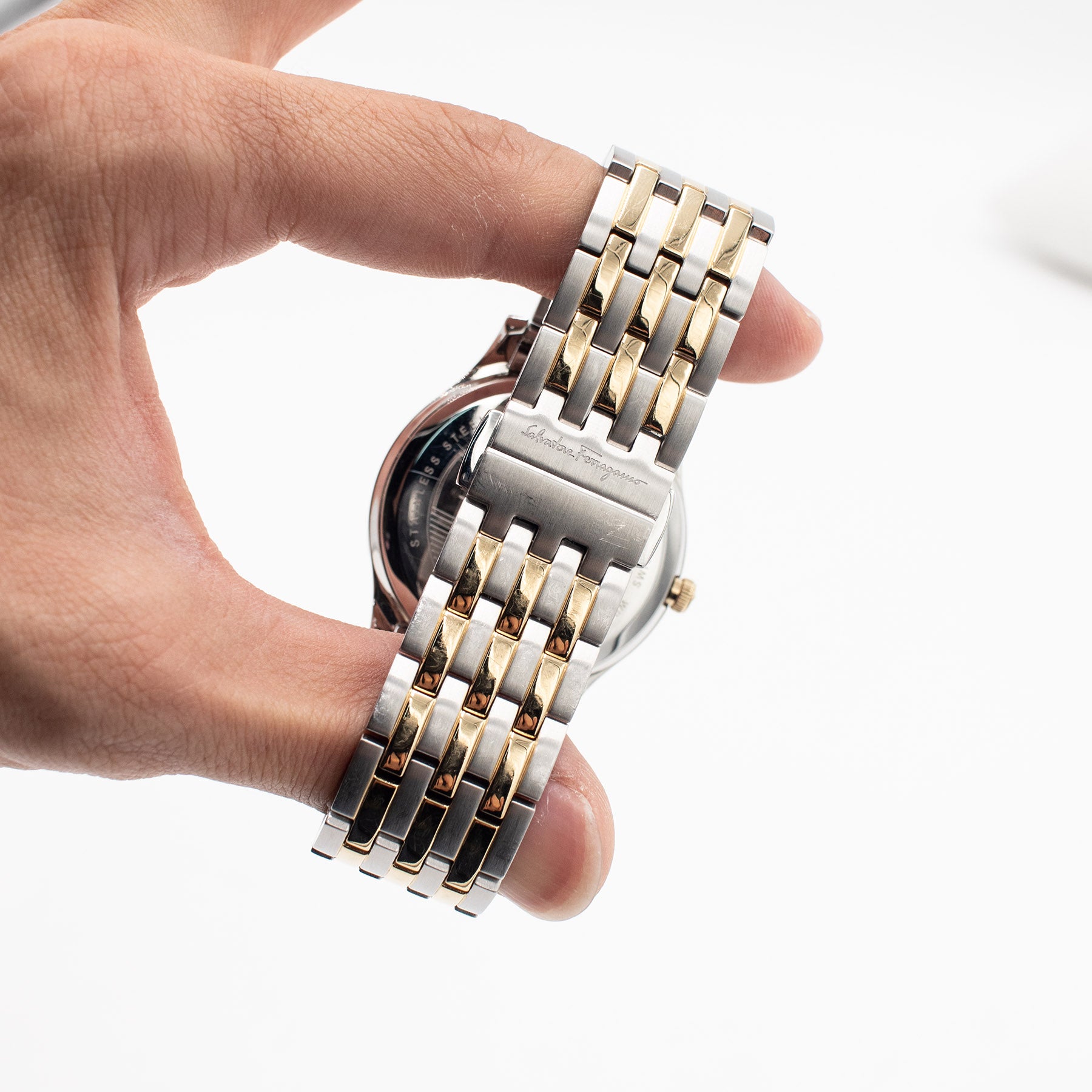 Salvatore Ferragamo Slim Two Tone Blue Dial Watch