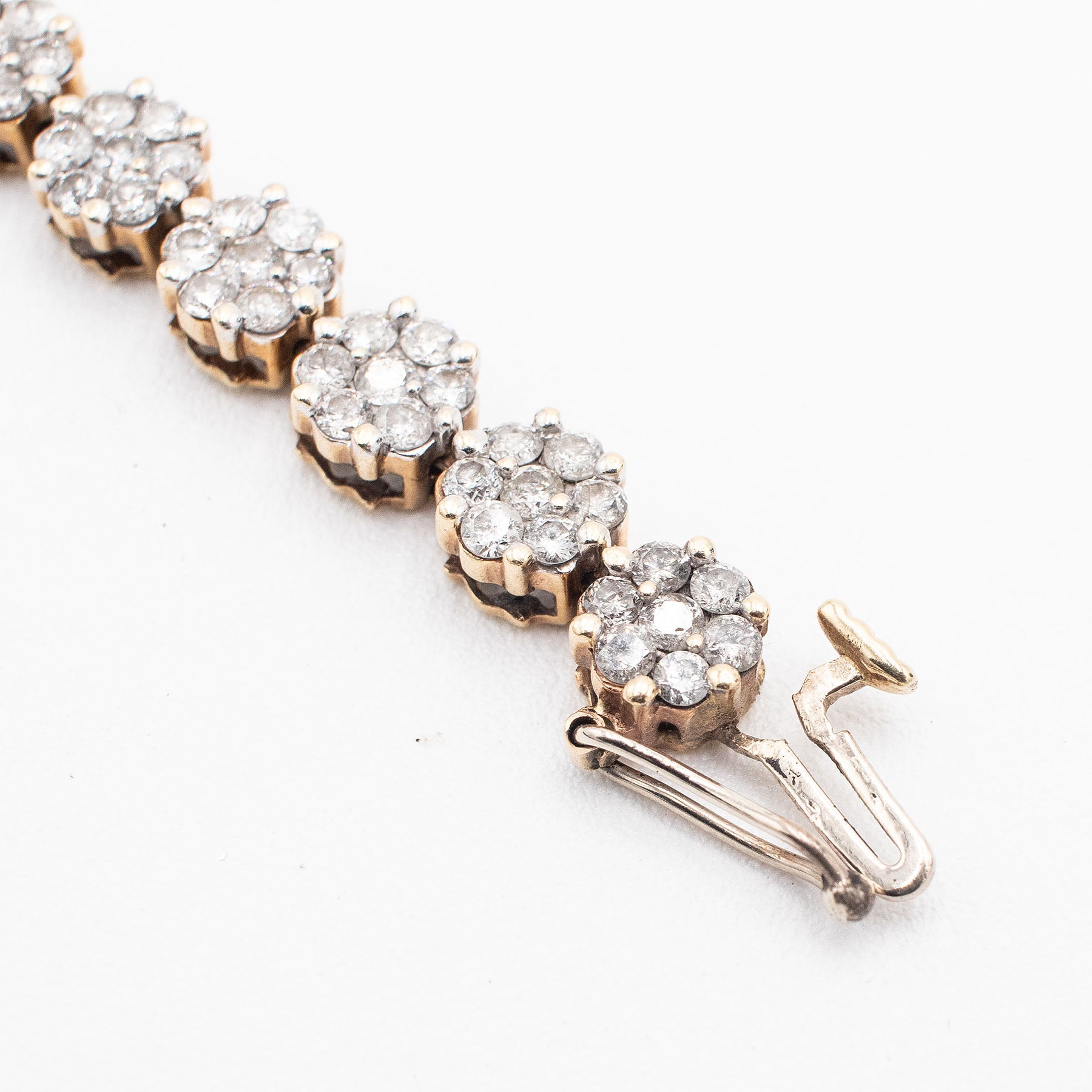 14k Yellow Gold 4ctw Round Diamond Cluster Tennis Bracelet