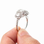 14k White Gold Baguette & Round Invisible Set Ring