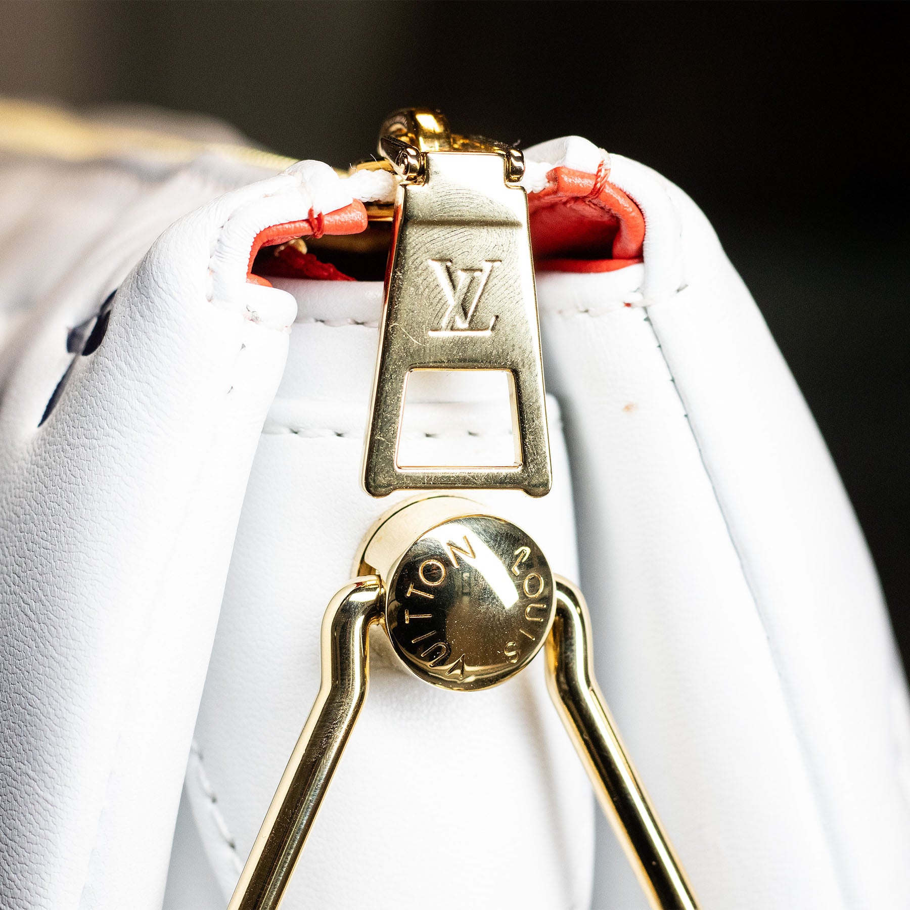 LOUIS VUITTON Monogram Embossed Coussin PM White Handbag