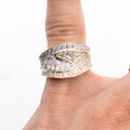 14k Two Tone Round Diamond Pave Wide Pinky Ring