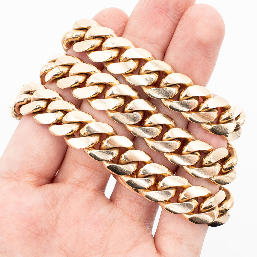 10k Yellow Gold 10mm Cuban Link Chain 15 inch Necklace With Diamonds