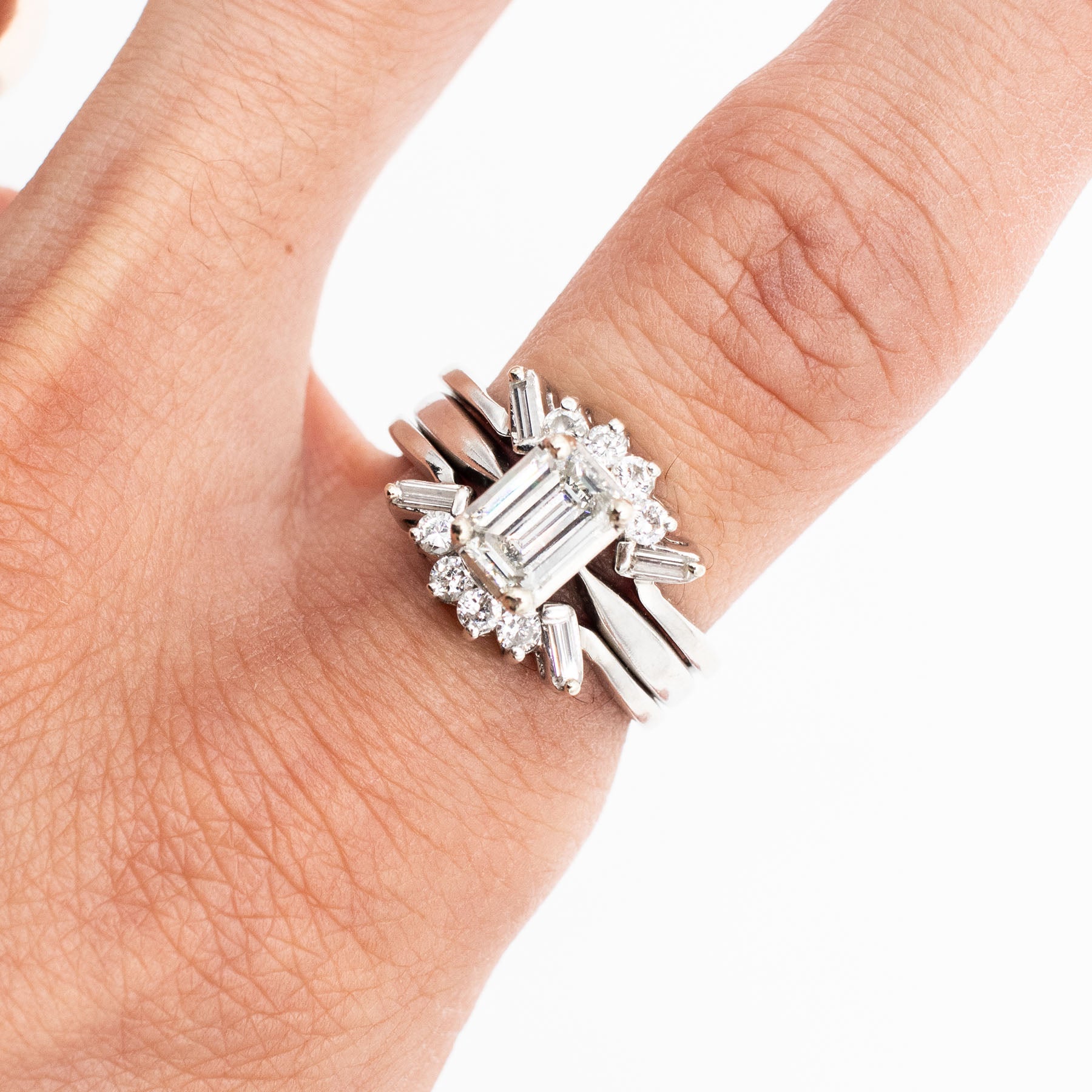 14k White Gold Two Piece Diamond Baguette Ring