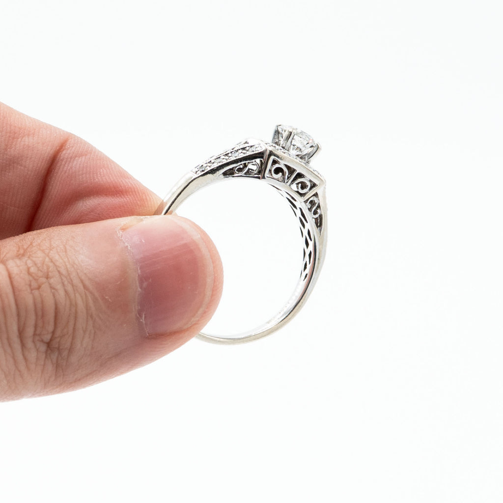 14k White Gold Round Diamond Three Piece Engagement Ring