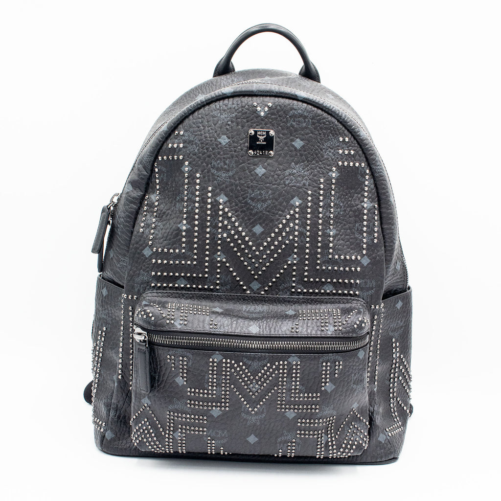 MCM Munchen Stark Studded Black Backpack