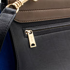 Celine Trapeze Gray and Blue Shoulder Leather Handbag