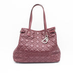 Dior Red Coated Canvas Leather Shopper Tote Bag