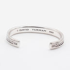 David Yurman Sterling Silver Cable Insert Cuff Bangle Bracelet