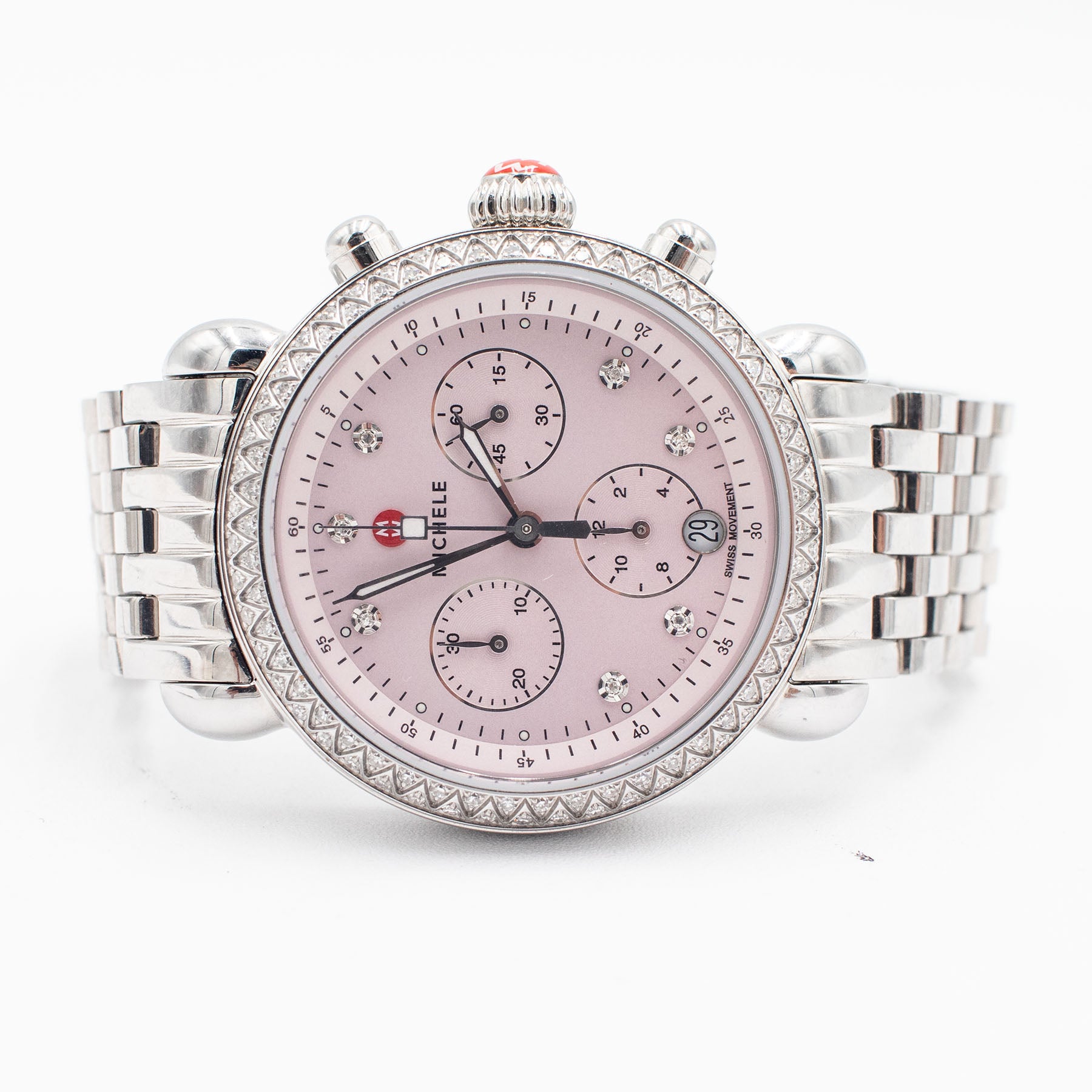 Michele CSX36 Stainless Steel Diamond Lilac Dial Ladies Watch