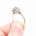 14k Yellow Gold Round Cut Diamond Cluster Ring