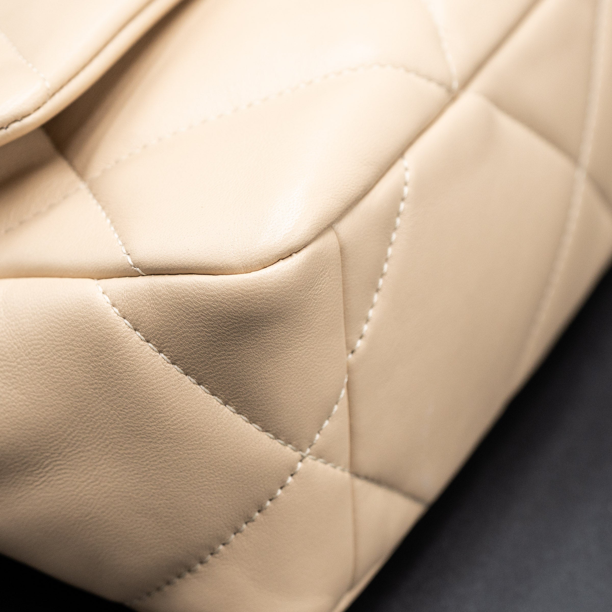 Chanel Medium Single Flap Lambskin Beige Handbag