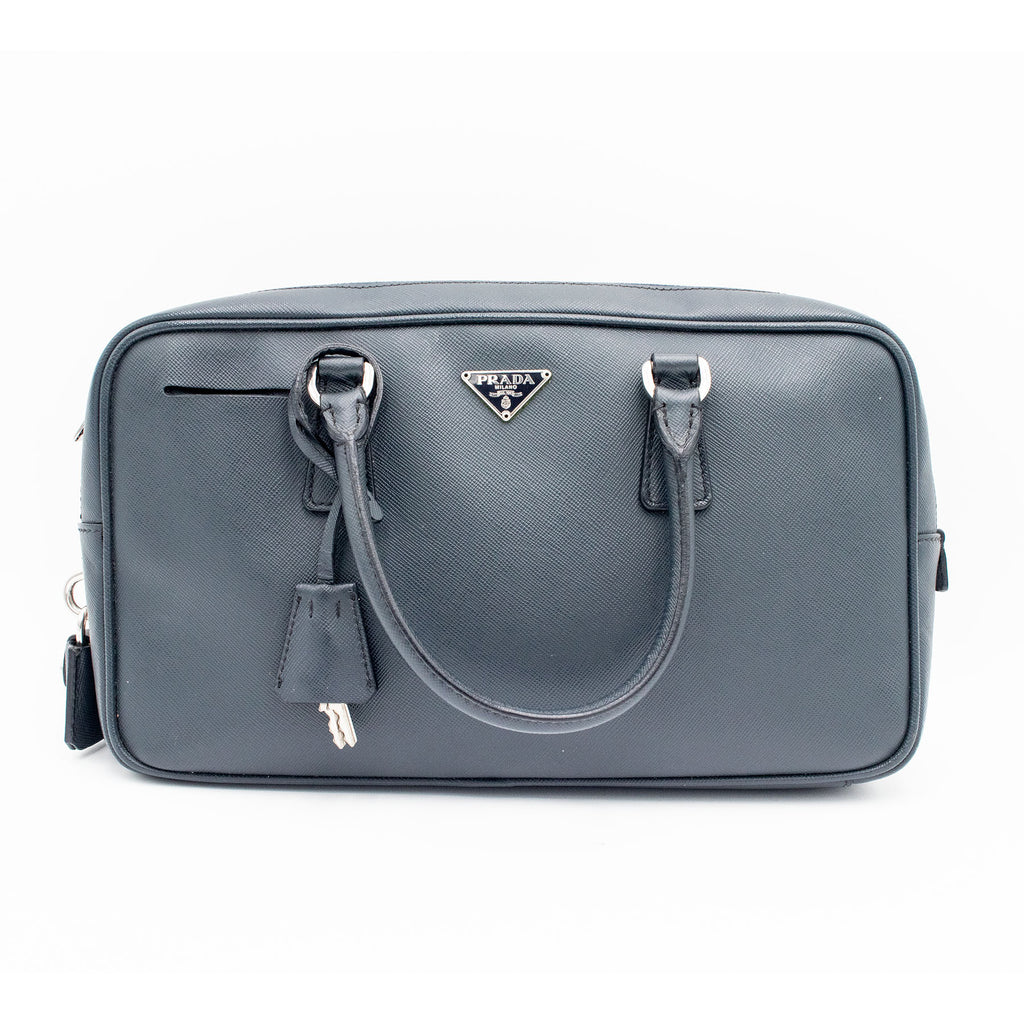 Prada Saffiano Leather Blue Gray Handbag
