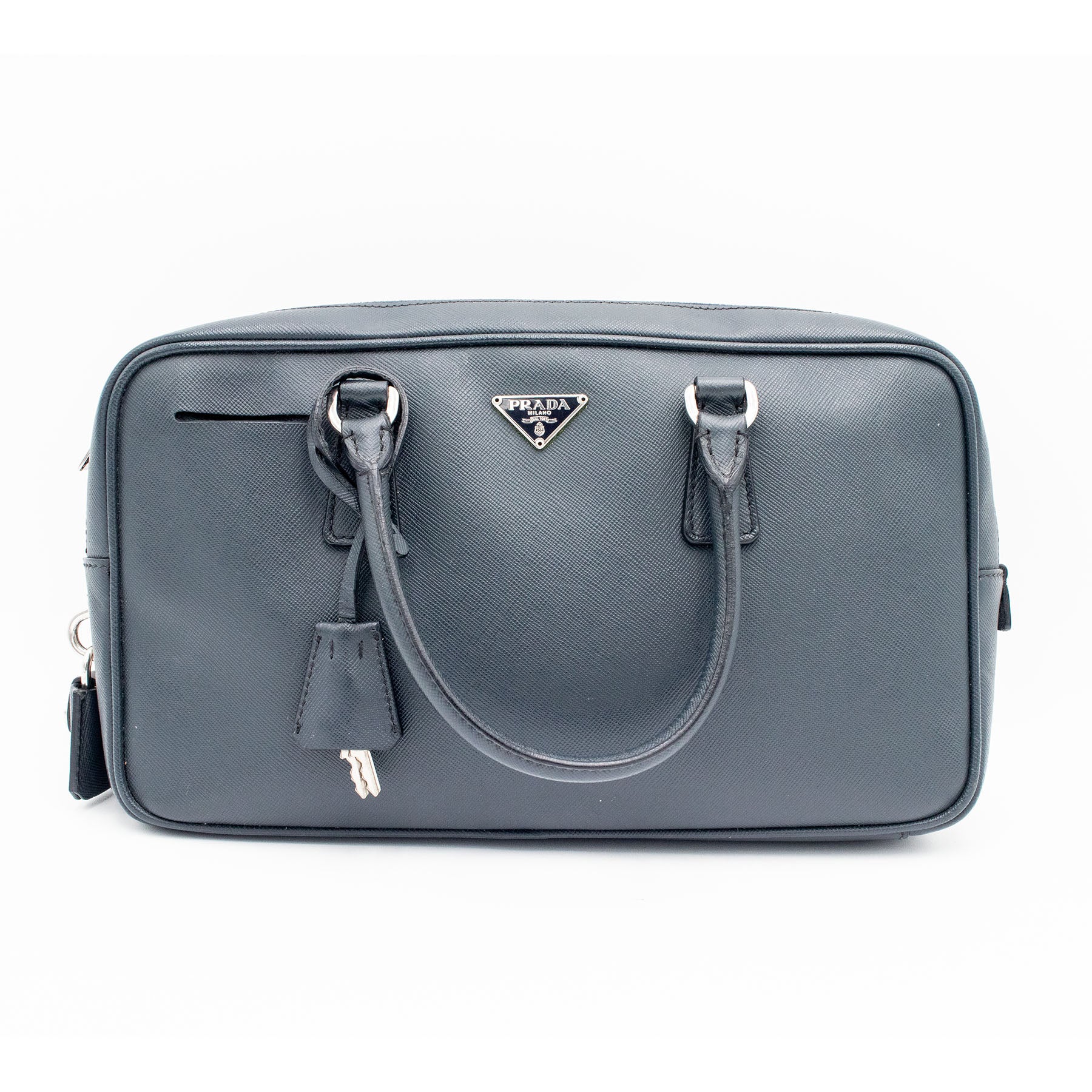 Prada Saffiano Leather Blue Gray Handbag