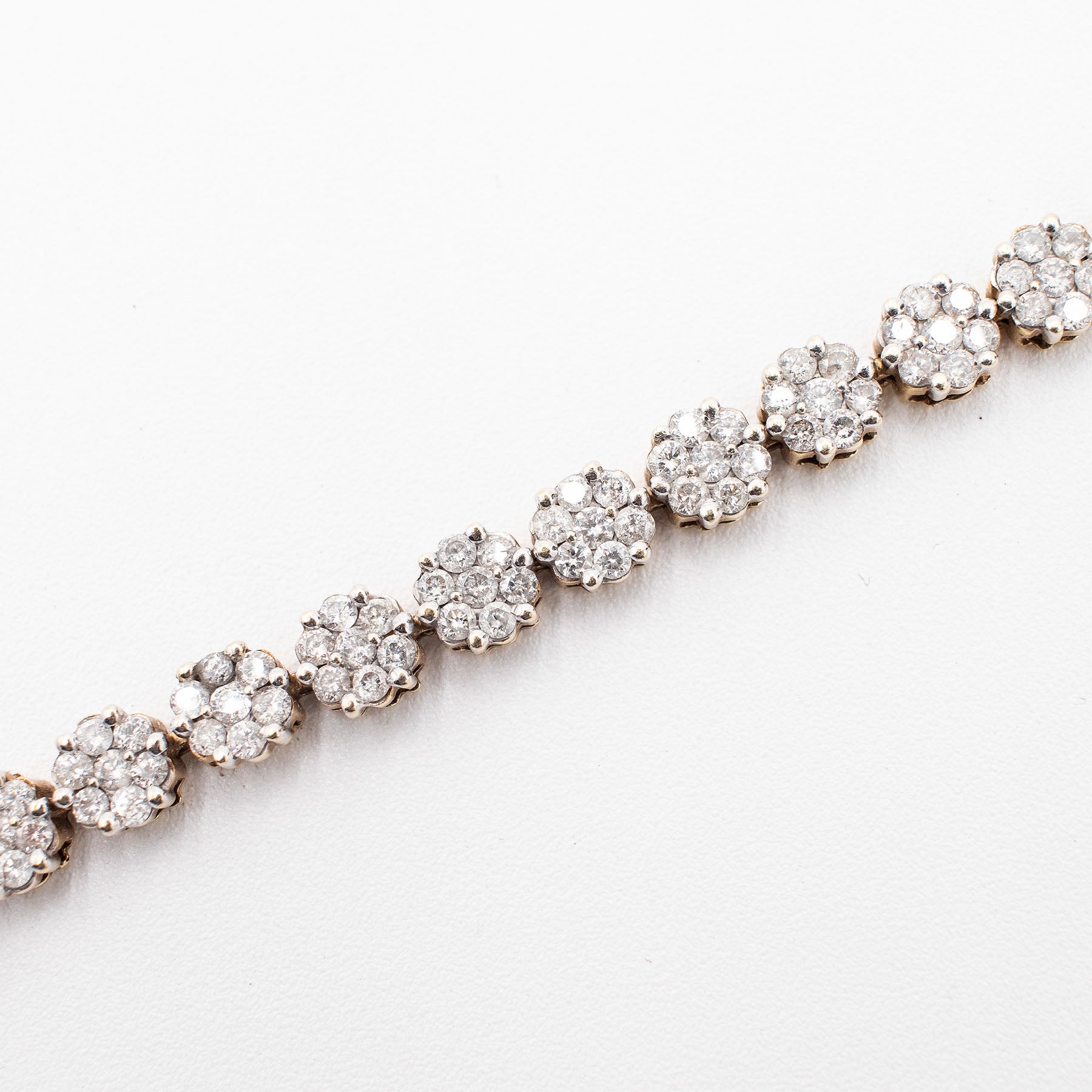 14k Yellow Gold 4ctw Round Diamond Cluster Tennis Bracelet
