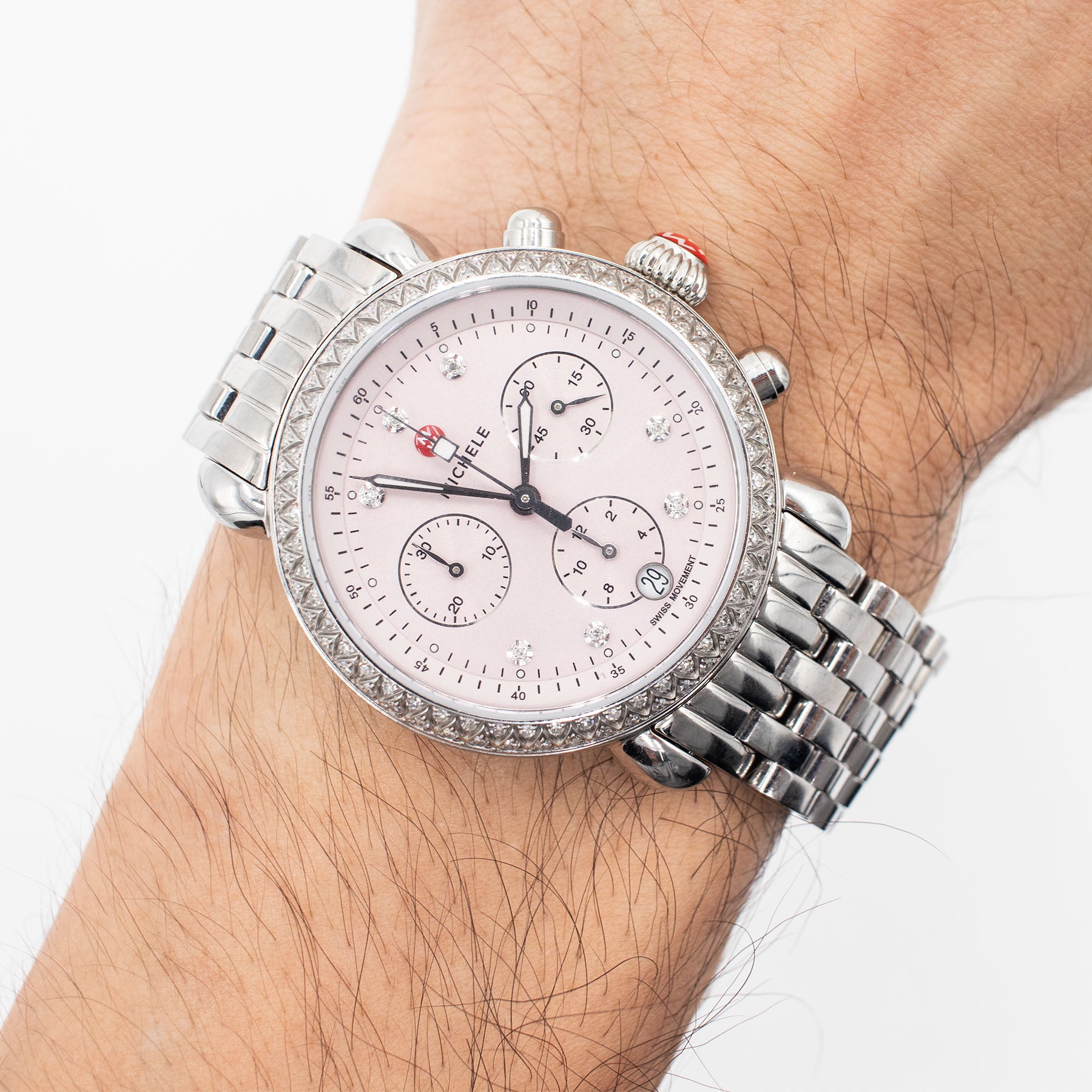 Michele CSX36 Stainless Steel Diamond Lilac Dial Ladies Watch